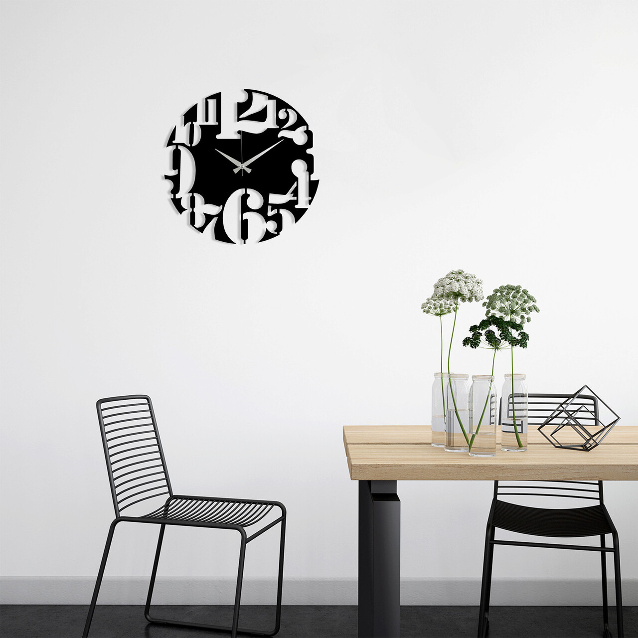 Ceas de perete, Metal Wall Clock 1, Dimensiune: 48 x 48 cm, Negru - imagine 4